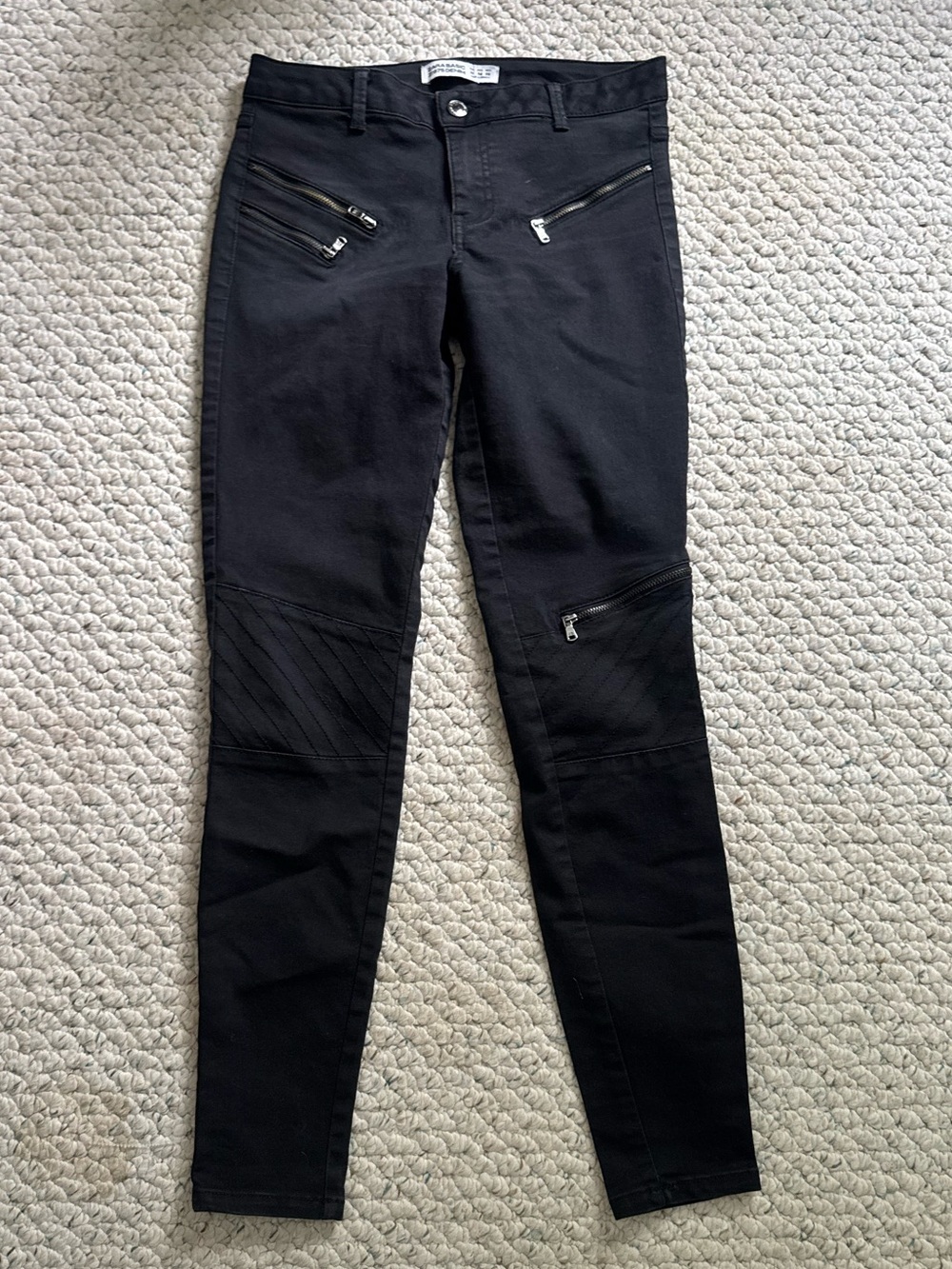 Zara Black Moto Zip Skinny Pants